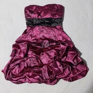 Ruby Rox Vintage  Fuchsia and Black Strapless Jacquard Dress Size 11